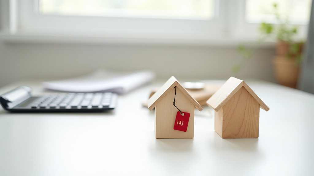 Maison avec document de taxe foncière sur une table