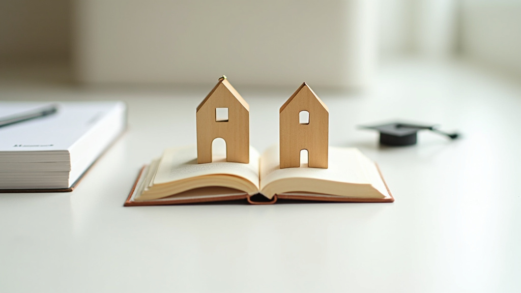 Étudiant consultant des documents de formation en gestion immobilière dans une bibliothèque moderne