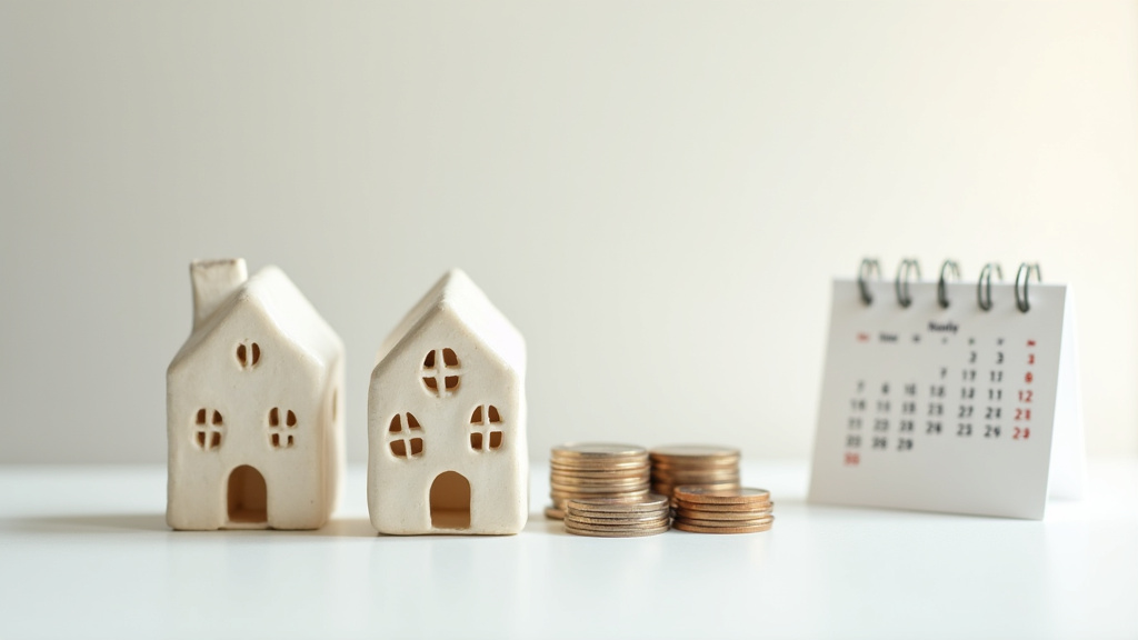 Illustration de la mensualisation de la taxe foncière avec des calendriers et des paiements mensuels